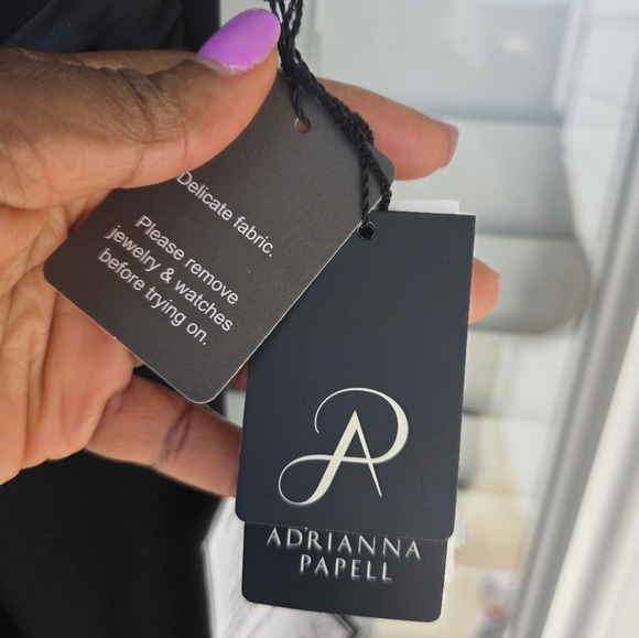 Adrianna Papell Women Ruffled Gown Sz 6 Asymmetric Hem Black NWT Old Money Party - Picture 8 of 15